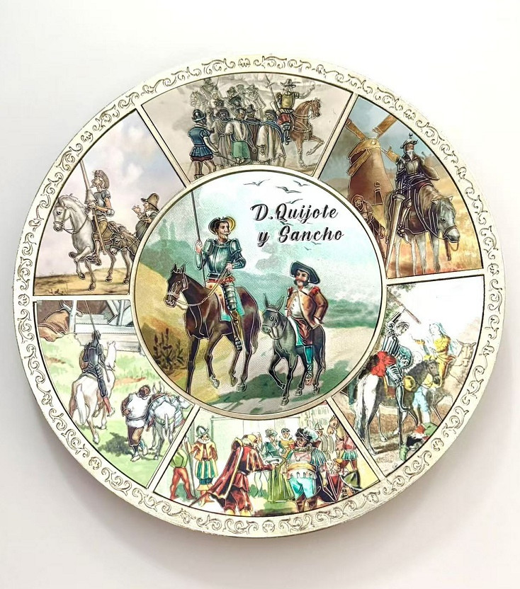 Plato metal Don Quijote y Sancho