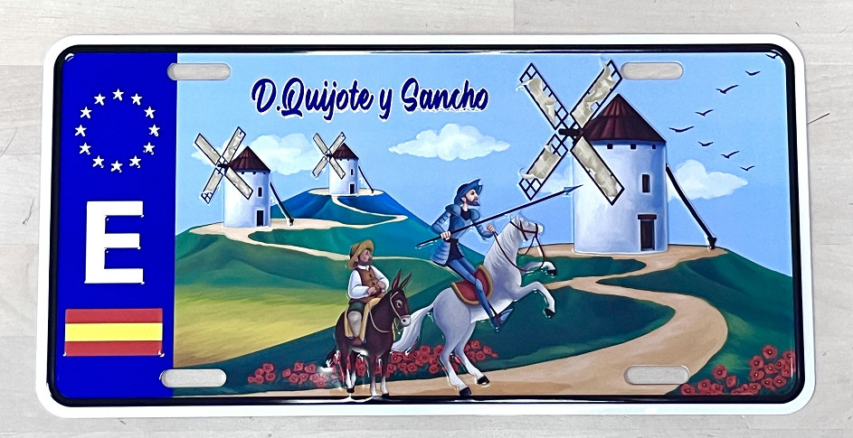 placa matrícula Don Quijote de aluminio