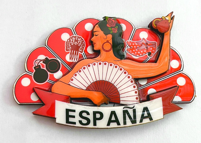 Imán flamenca de madera con gota de resina