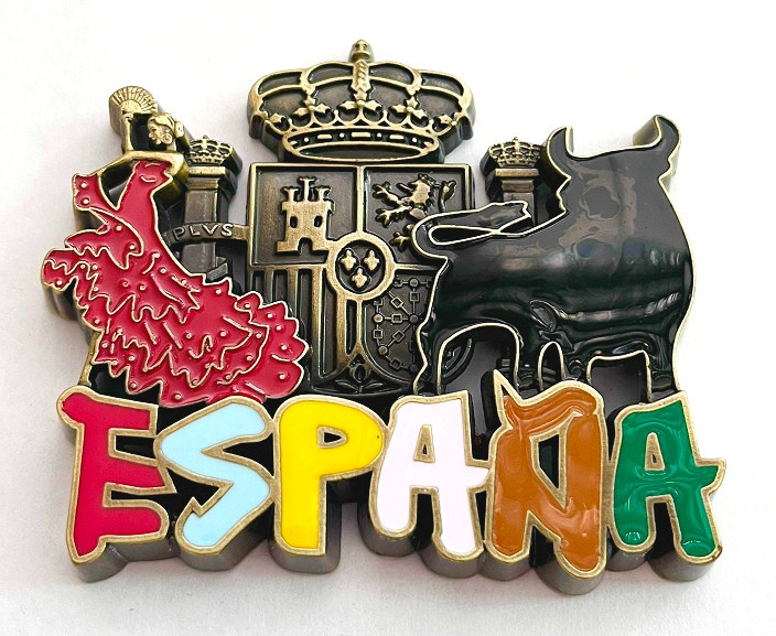 Imán metal toro y escudo de España