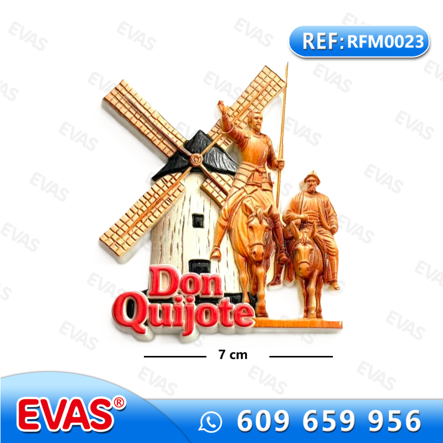 Imán resina Quijote estilo madera