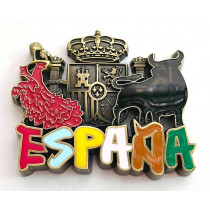 Imán metal toro y escudo de España