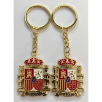 Llavero dorado doble cara escudo de España 