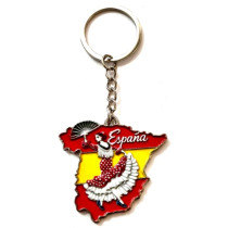 Llavero mapa de España y flamenca