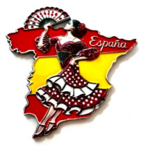 Imán metal flamenca y mapa de España