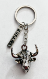 Llavero metálico cabeza de toro 