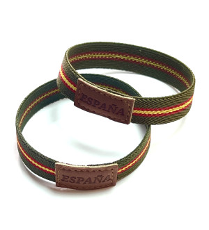 Tubo 25 pulseras de España bandera ancha color verde