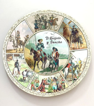 Plato metal Don Quijote y Sancho
