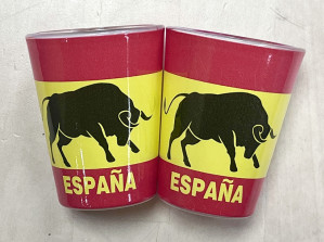 Chupito con toro y bandera