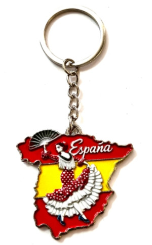 Llavero mapa de España y flamenca