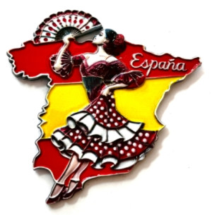 Imán metal flamenca y mapa de España